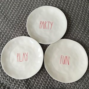 Rae Dunn by Magenta set of 3 plates PLAY PARTY FUN NWT